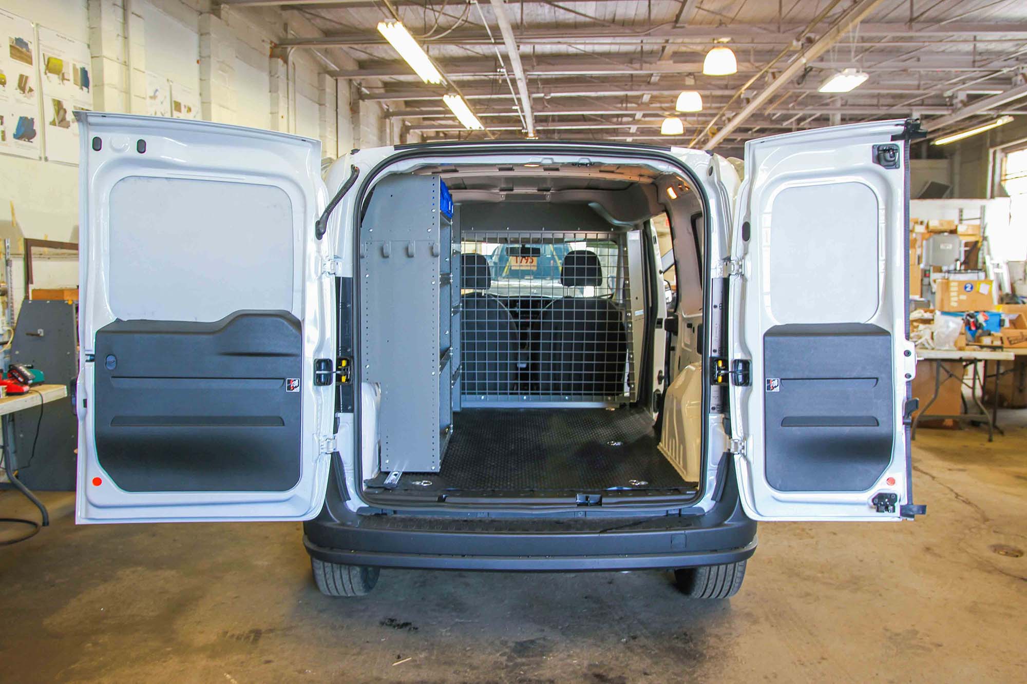Van Looking into Cargo Section with Van Shelving